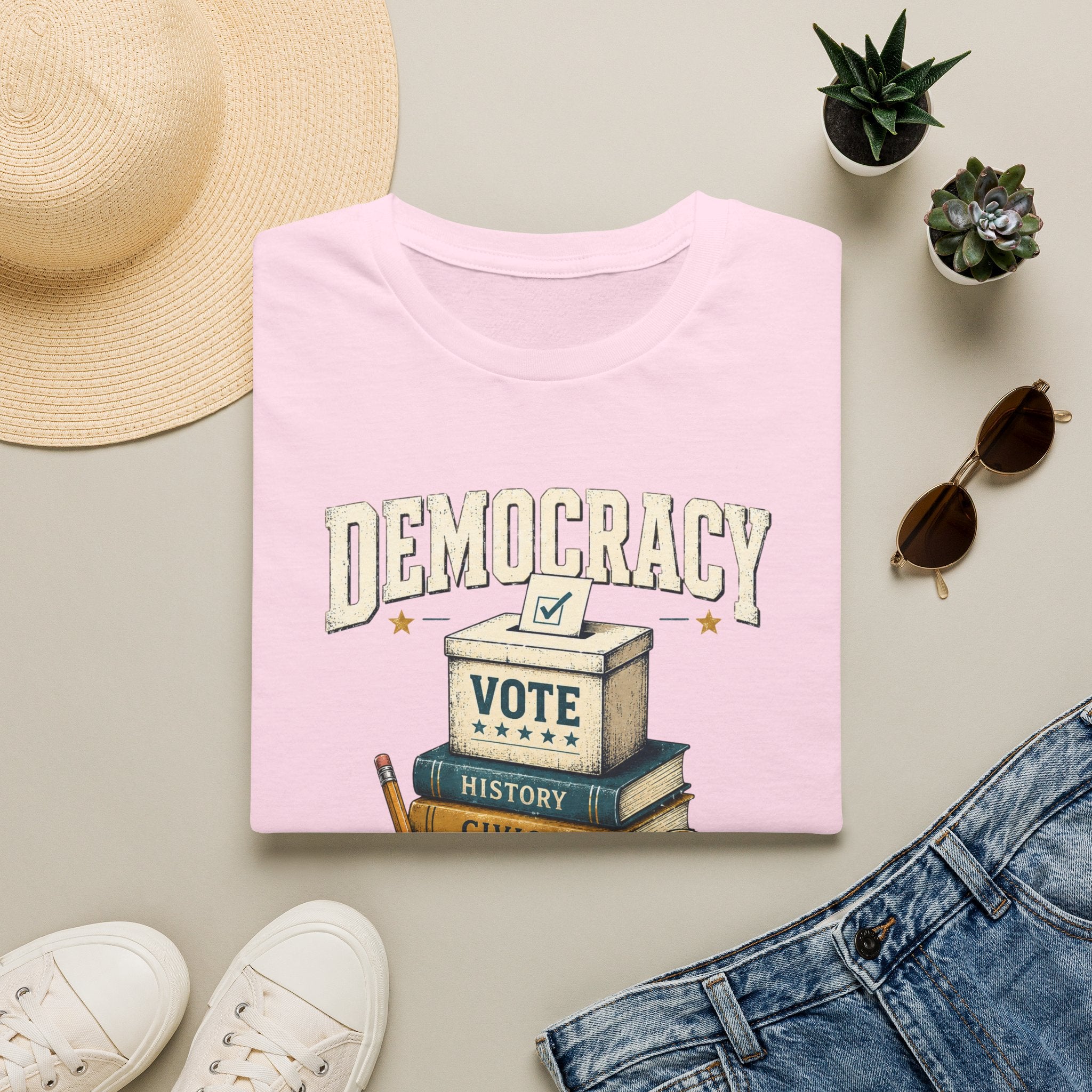 Democracy Vote T-Shirt — 'Democracy Becomes Homework' Vintage Civic Education Tee