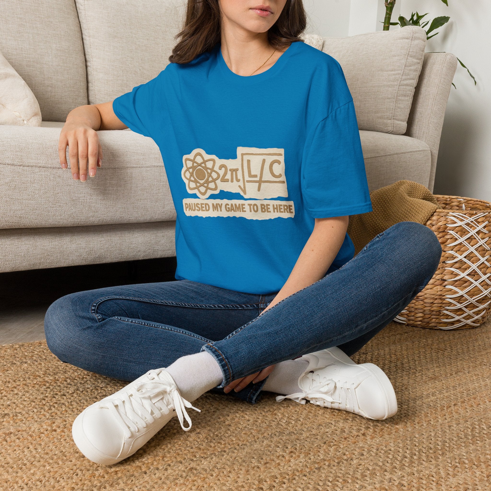 Physics Joke T-Shirt — '2π L/C' Retro Atom Graphic (I Used My Game to Be Here)