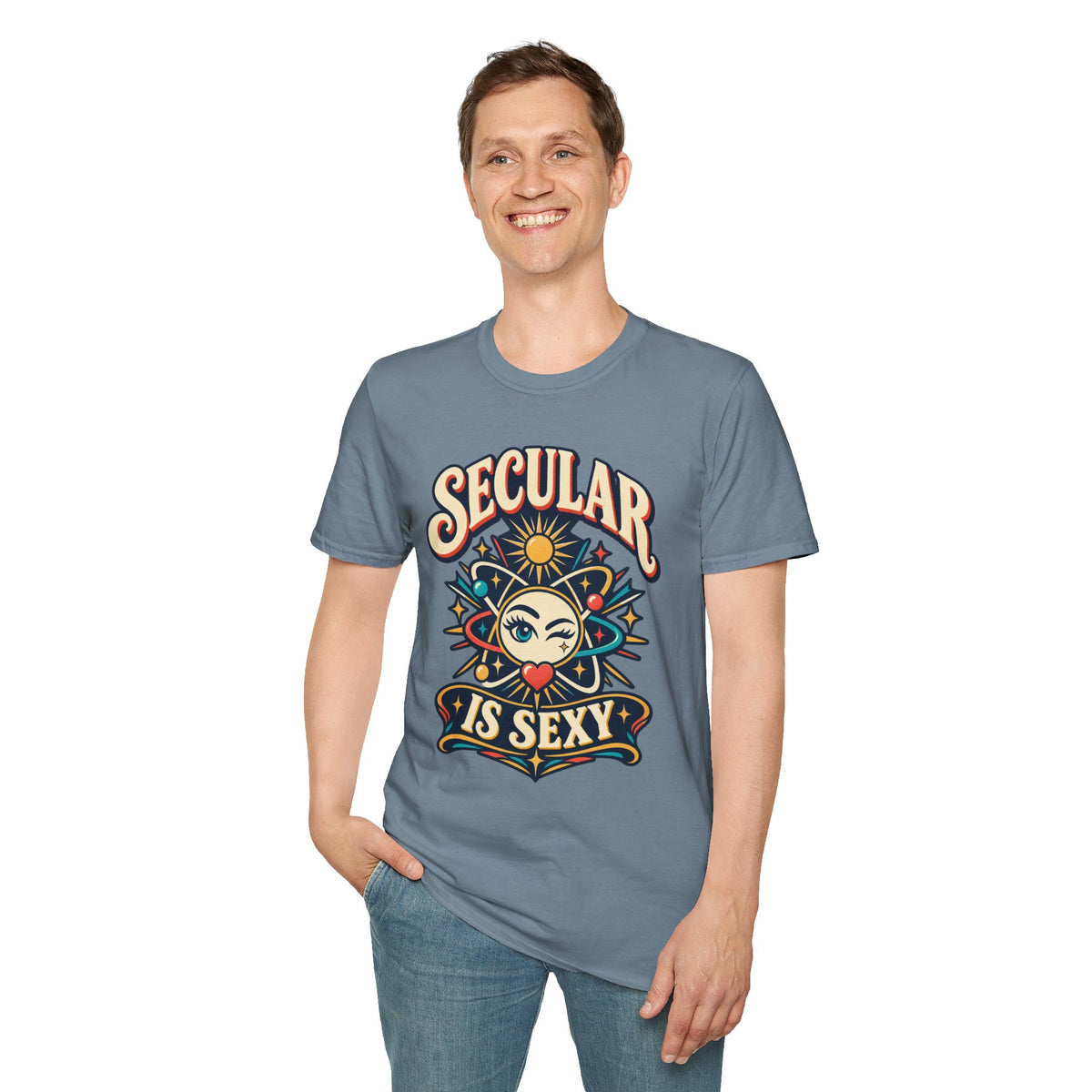 Secular Is Sexy T-Shirt — Retro Spiritual Sun Graphic Tee