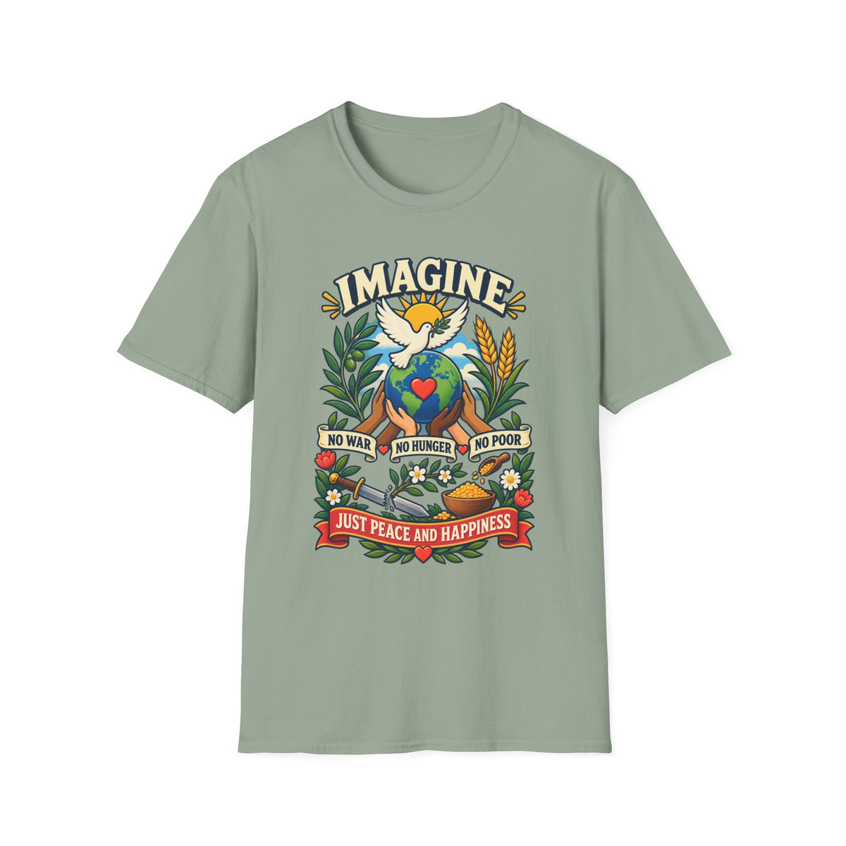 Imagine Peace T-Shirt — Dove, Earth & Plants Graphic Tee