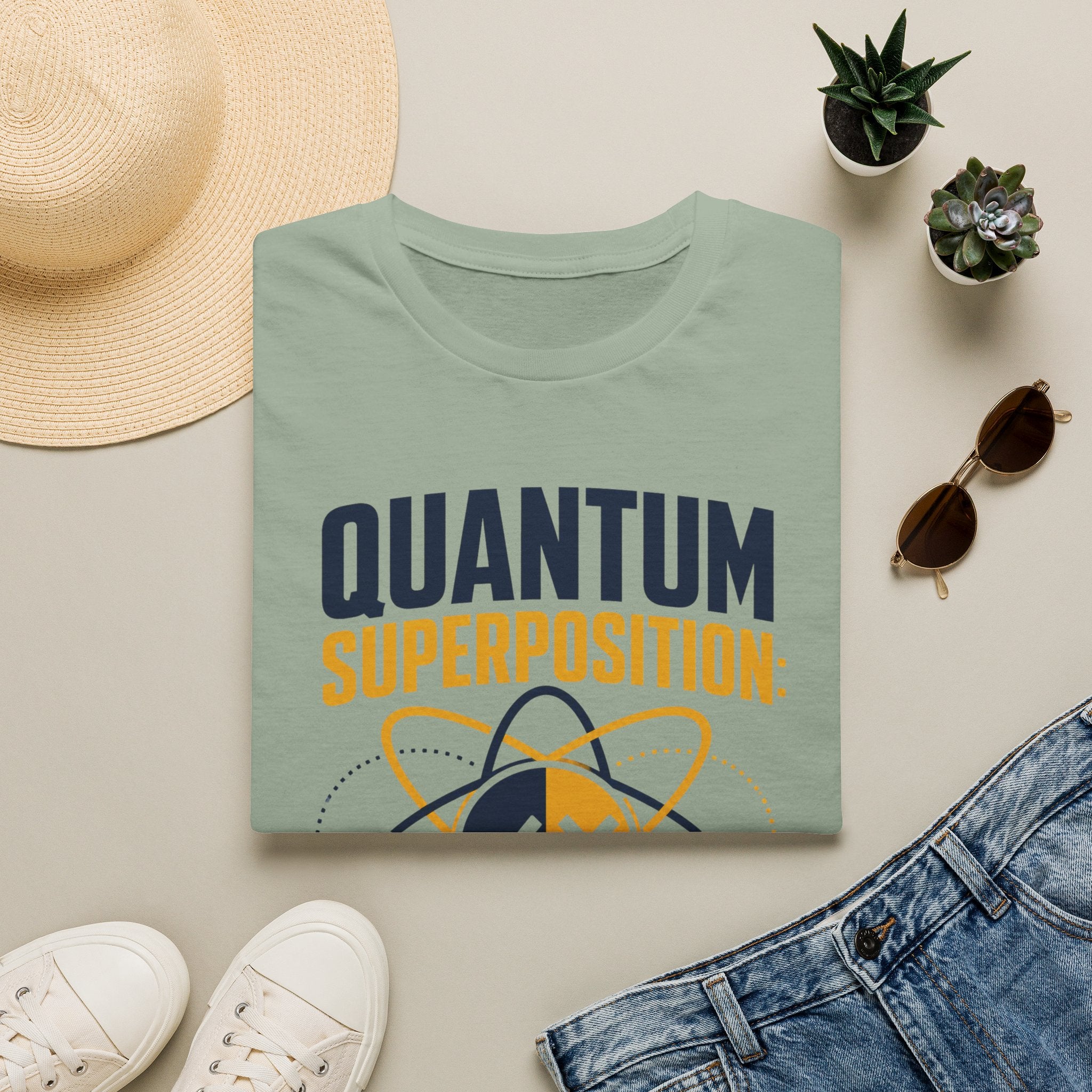 Quantum Superposition T-Shirt — Funny Science Tee (“Right and Wrong at the Same Time”)