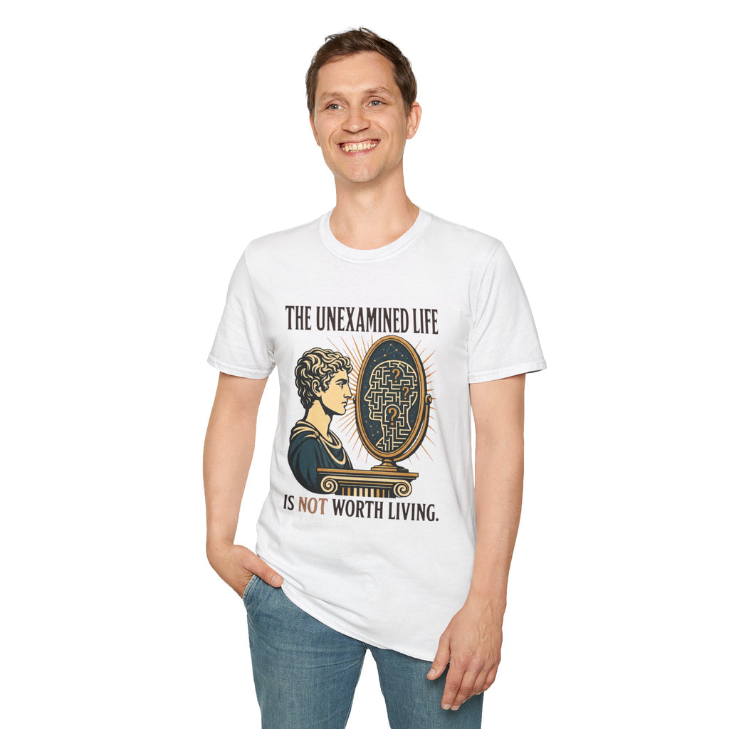 'The Unexamined Life' Philosophical Graphic Tee (Mirror Maze Design)