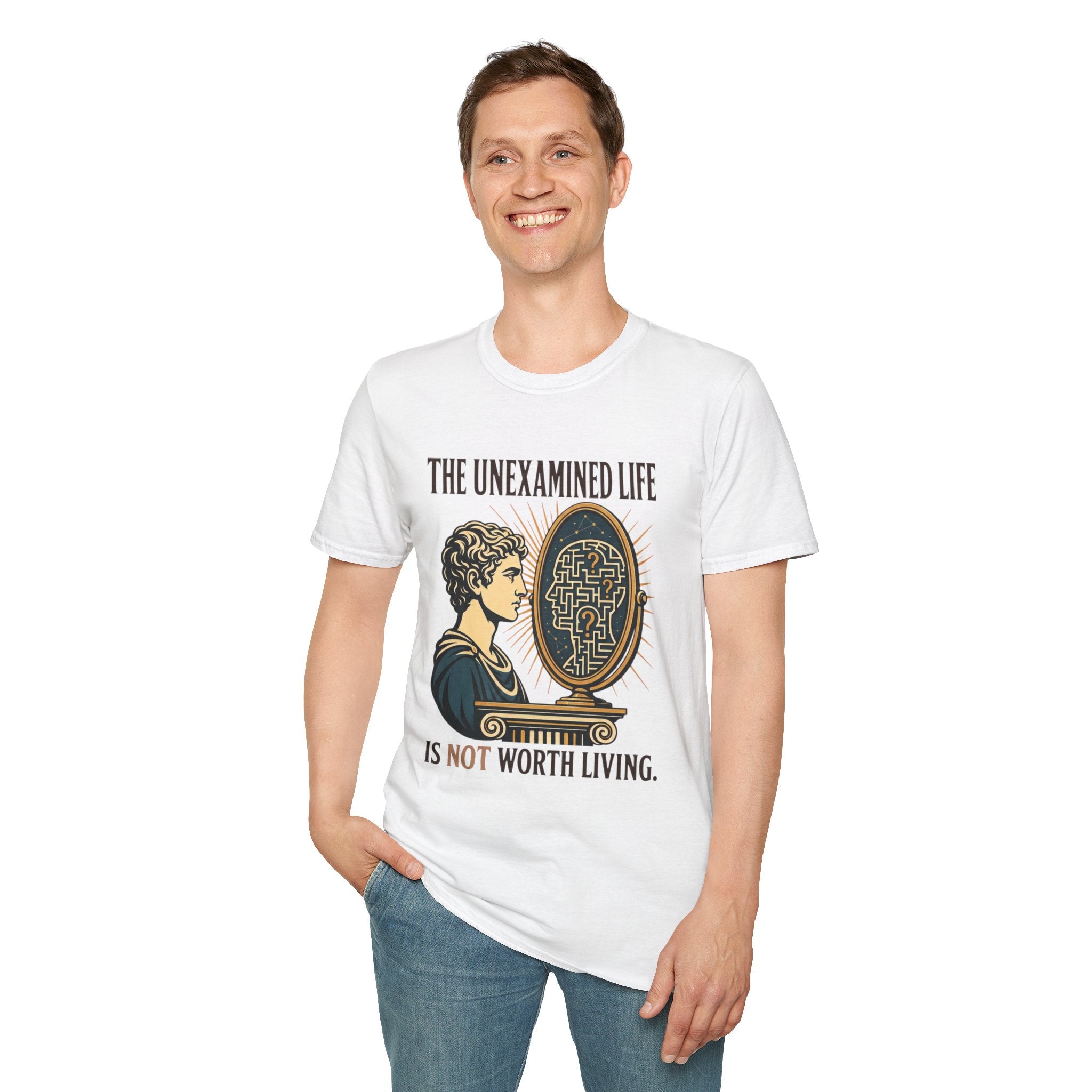 'The Unexamined Life' Philosophical Graphic Tee (Mirror Maze Design)