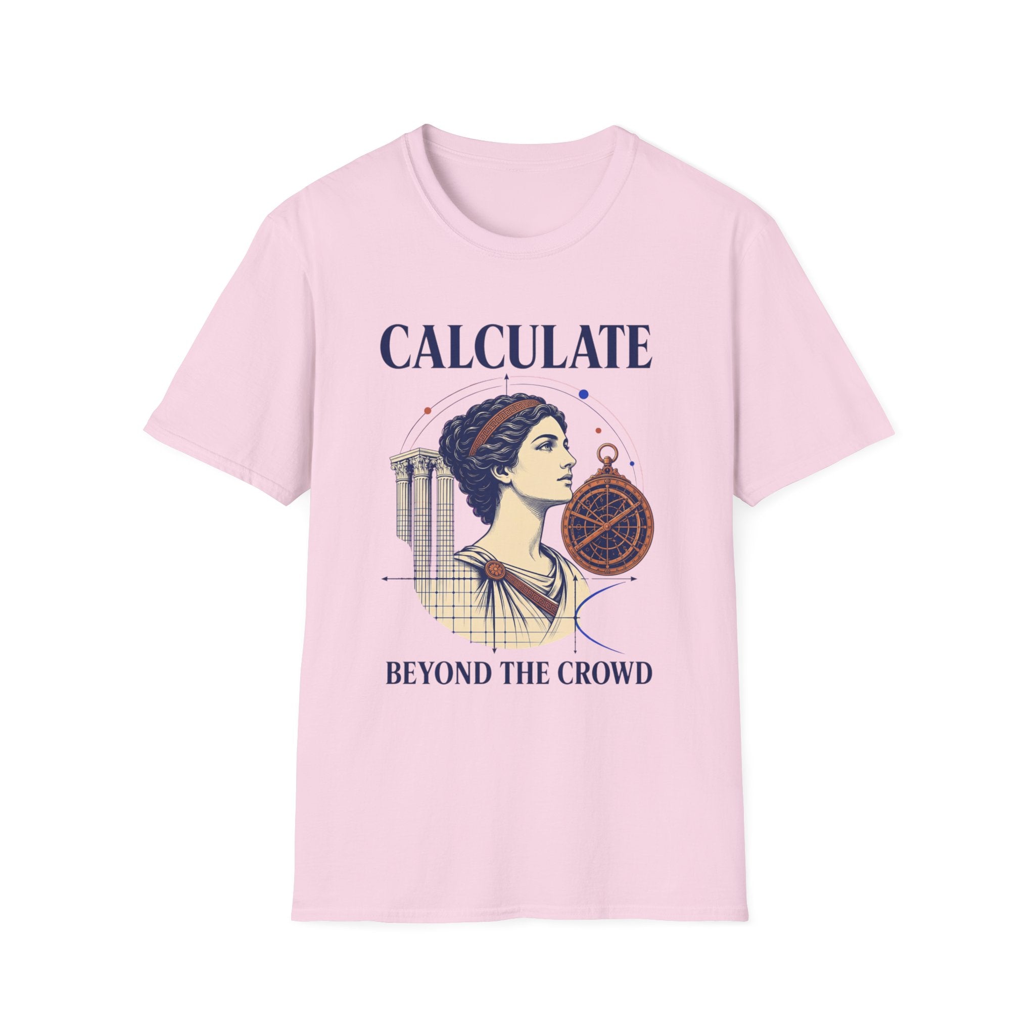 Calculate T-Shirt — Vintage Athena Compass Graphic Tee ("Calculate" & "Beyond the Crowd")