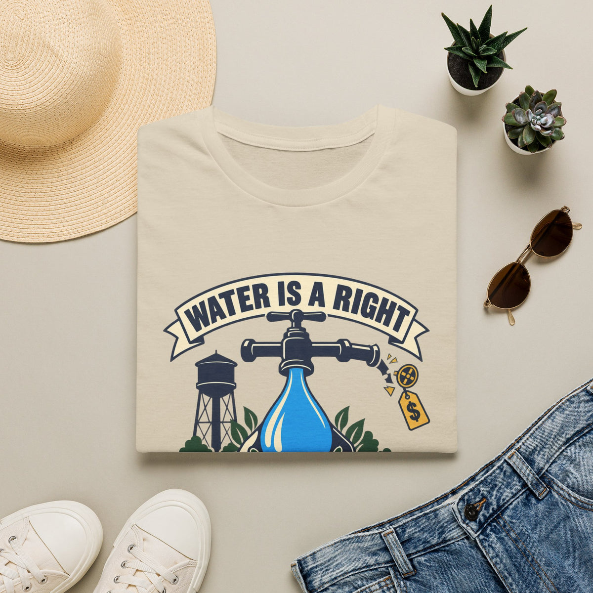 Water Is a Right T-Shirt — "Water Is a Right, Not a Revenue Stream" Environmental Tee