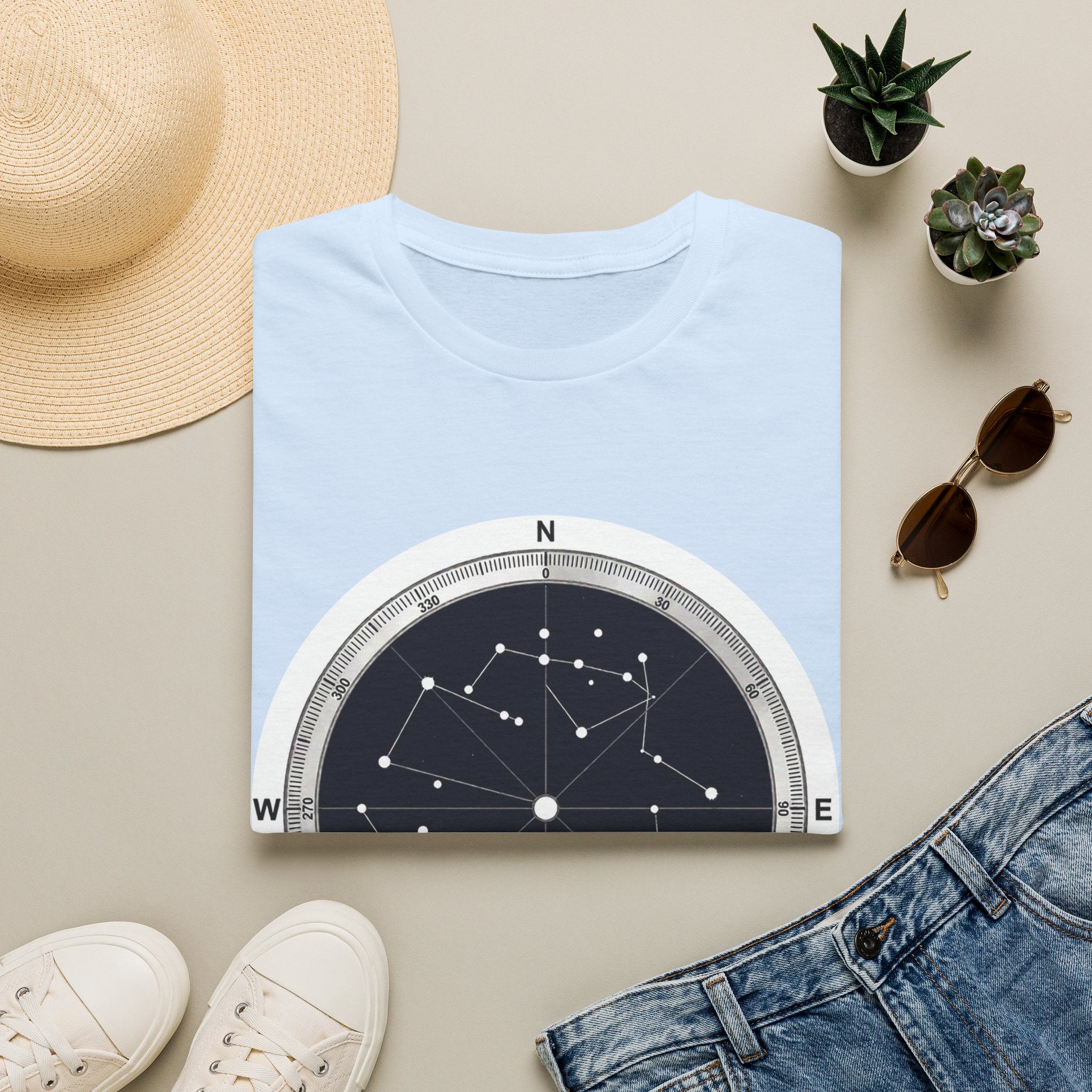 Constellation Compass T-Shirt — Night Sky Star Map Tee