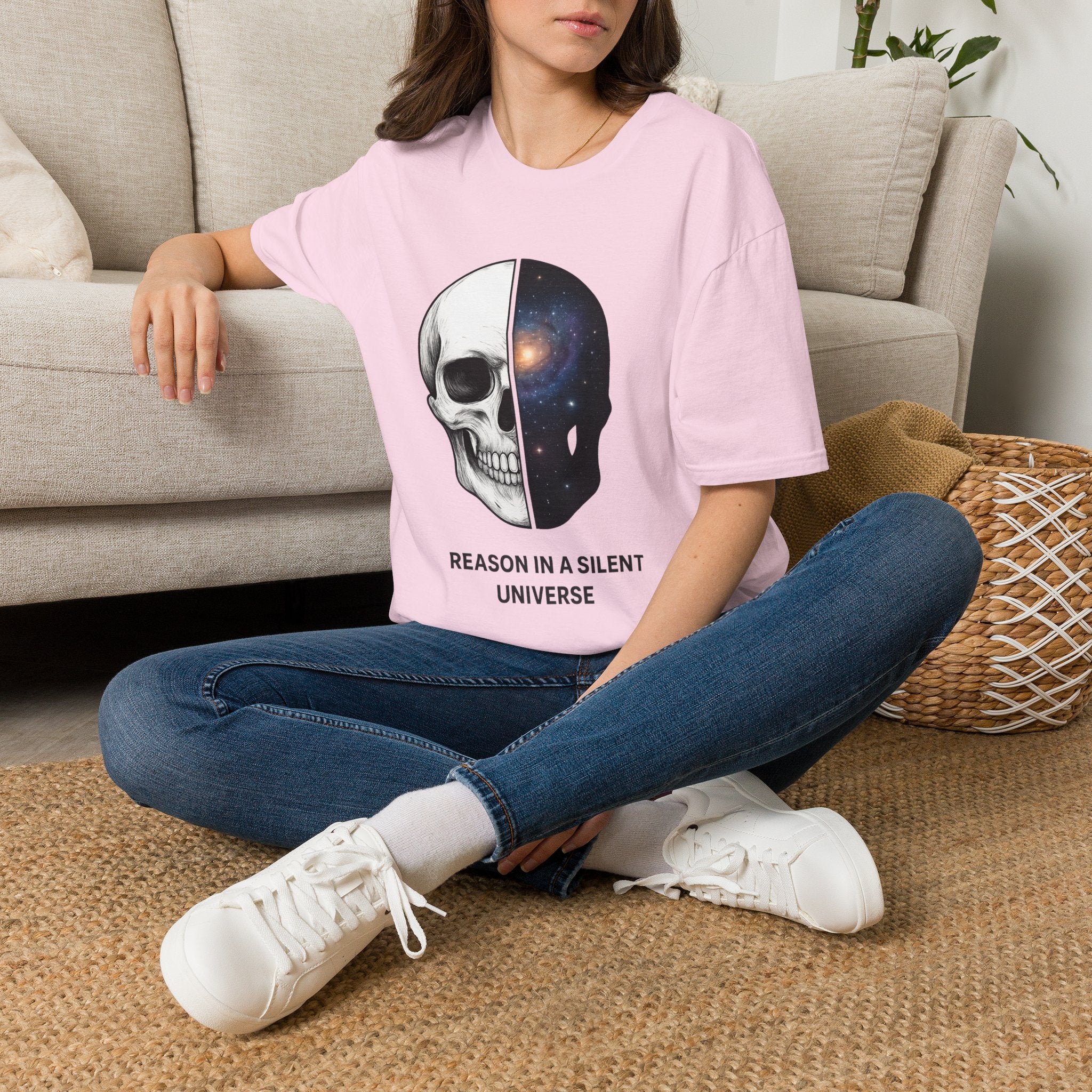 Skull & Galaxy T-Shirt — "Reason in a Silent Universe" Graphic Tee
