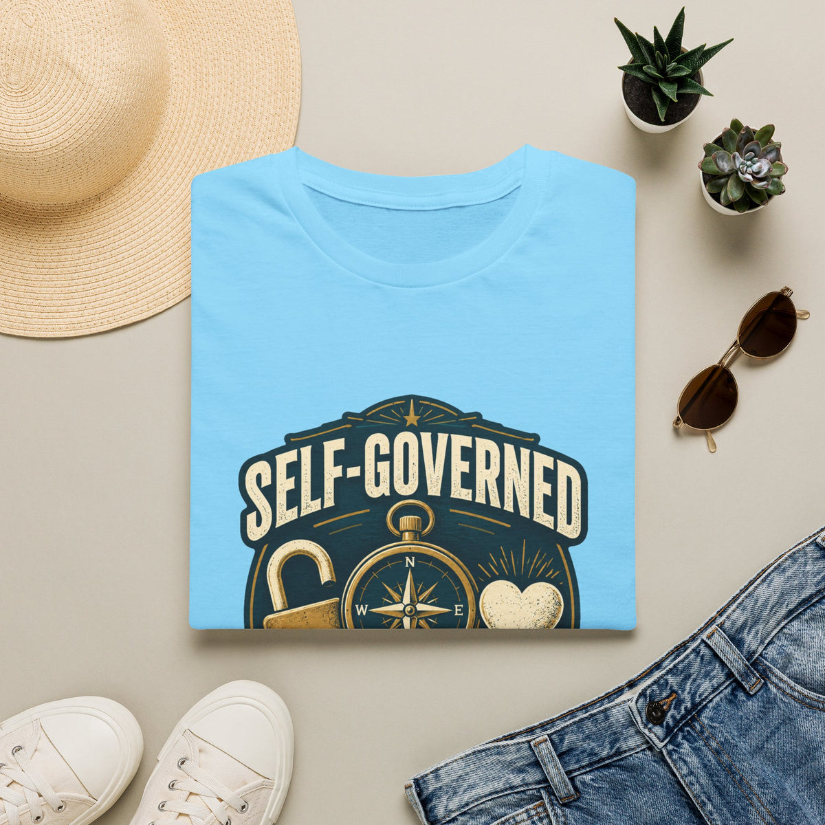 Self-Governed Compass T-Shirt — “Self-Governed: Relationship Status Free Agent” Graphic Tee