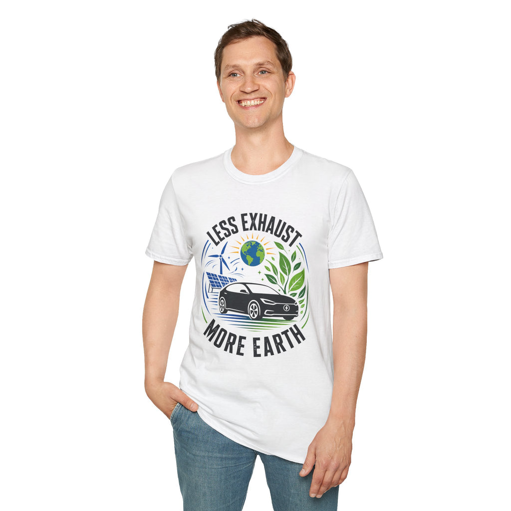 Eco-Friendly Tee — "Less Exhaust, More Earth" Environmental Graphic Shirt