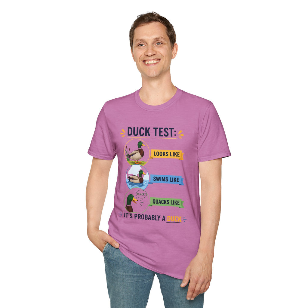 Duck Test T-Shirt — Funny “Looks Like, Swims Like, Quacks Like” Graphic Tee for Duck Lovers