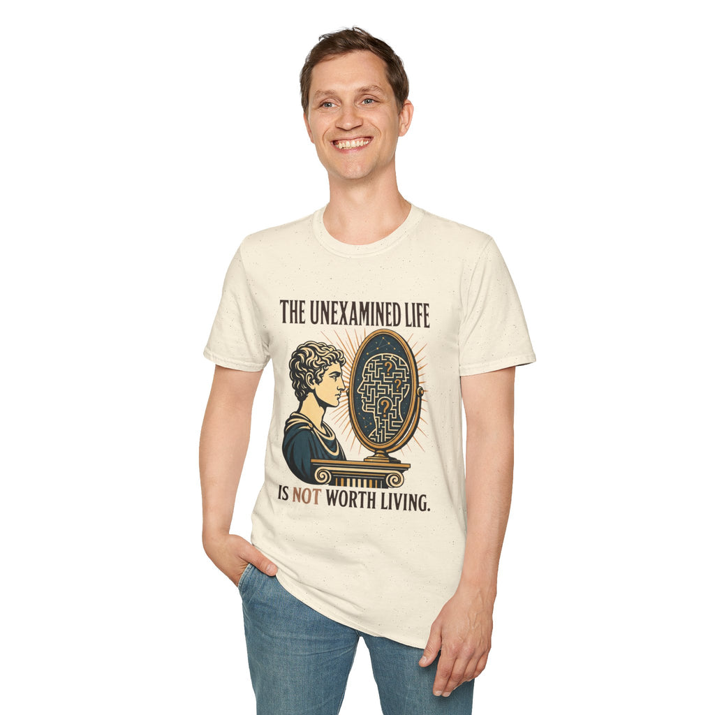 'The Unexamined Life' Philosophical Graphic Tee (Mirror Maze Design)