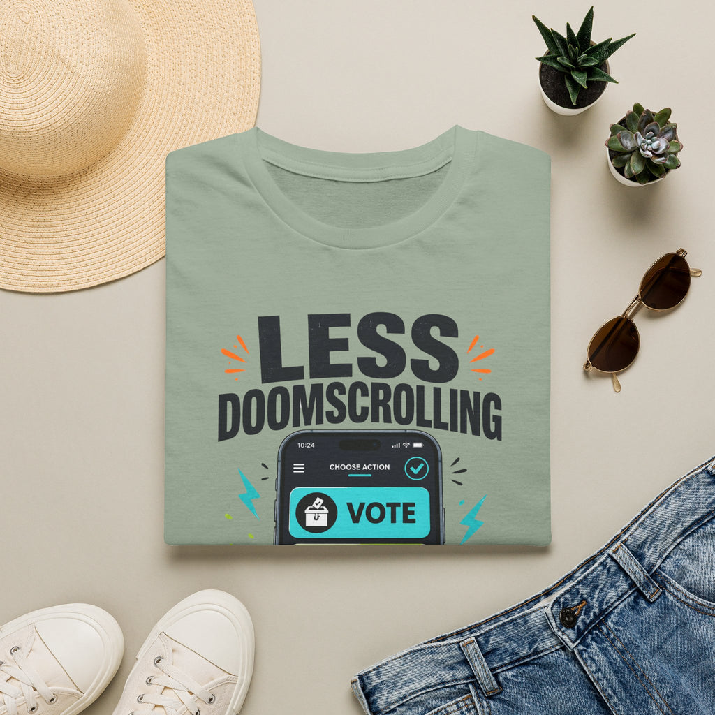 "Less Doomscrolling, More Doing" Motivational Graphic Tee