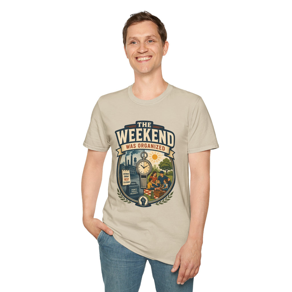 T-Shirt — "The Weekend Was Organized" Graphic Tee (Relaxed Retro Travel Vibe)