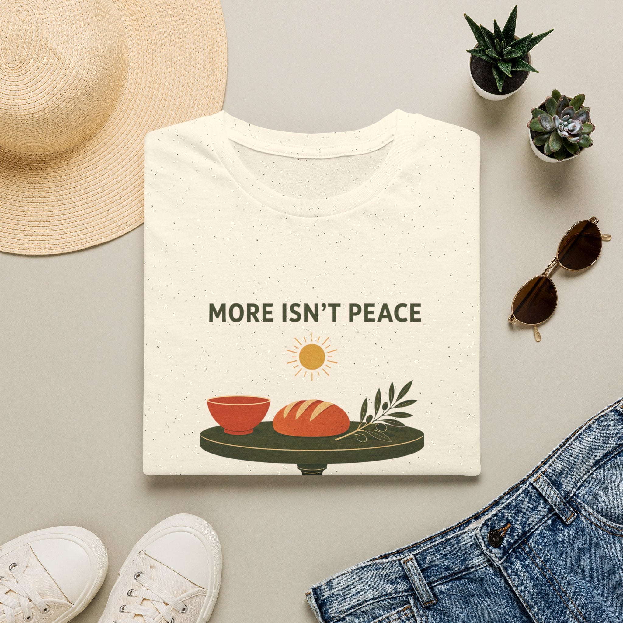 “More Isn't Peace, Enough Is” Minimalist Kitchen Illustration
