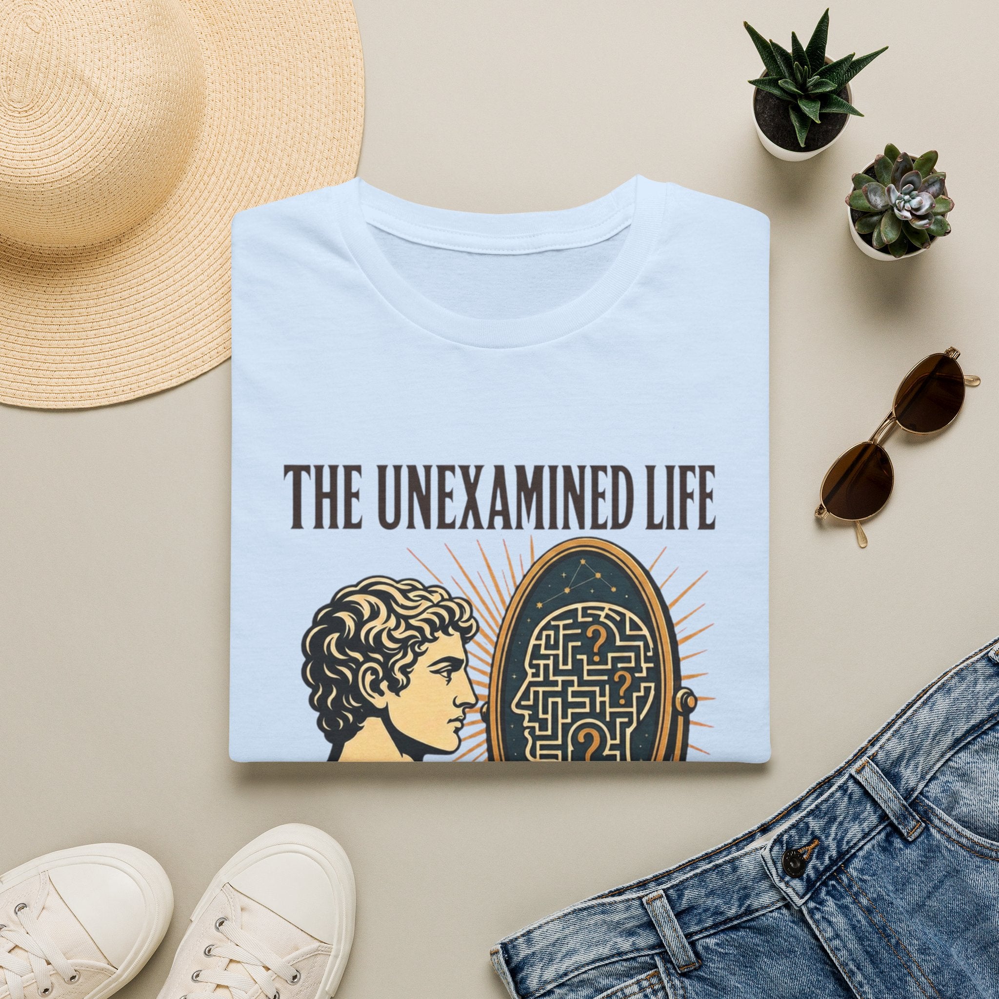 'The Unexamined Life' Philosophical Graphic Tee (Mirror Maze Design)