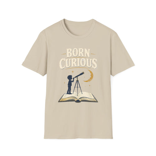 Born Curious T‑Shirt — Telescope Astronomy Graphic Tee for Curious Kids & Adults