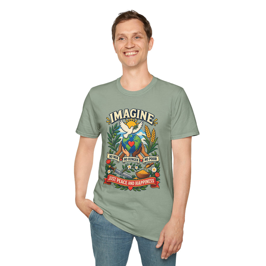 Imagine Peace T-Shirt — Dove, Earth & Plants Graphic Tee