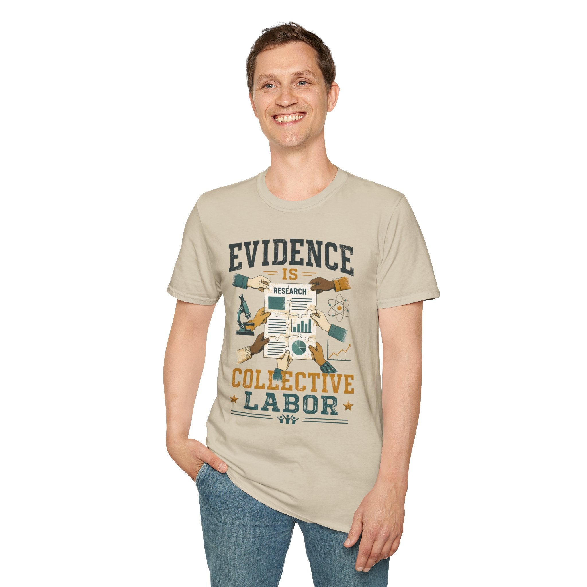 Evidence Is Research T-Shirt — "Evidence Is Collective Labor" Science Graphic Tee
