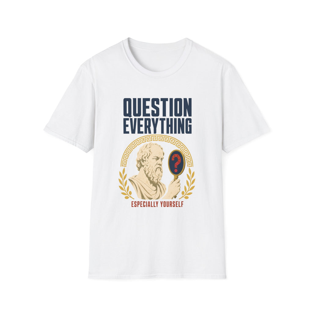 Question Everything T-Shirt — 'Question Everything, Especially Yourself' Vintage Statue Graphic Tee