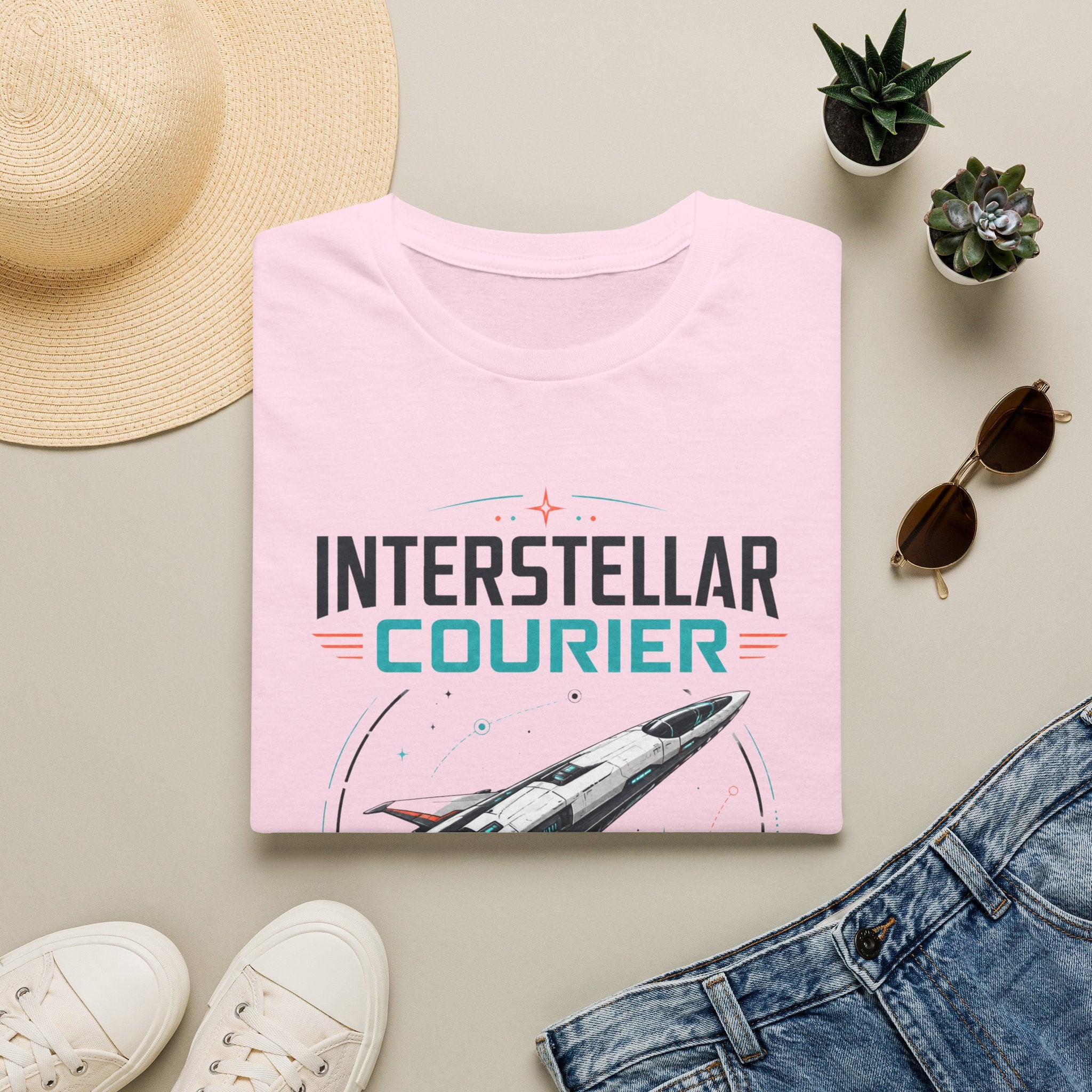 Interstellar Courier T‑Shirt — Retro Space Rocket Tee for Sci‑Fi Fans