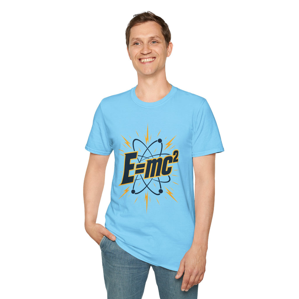 E=mc Atom Graphic T-Shirt — Retro Science Tee for Physics Lovers