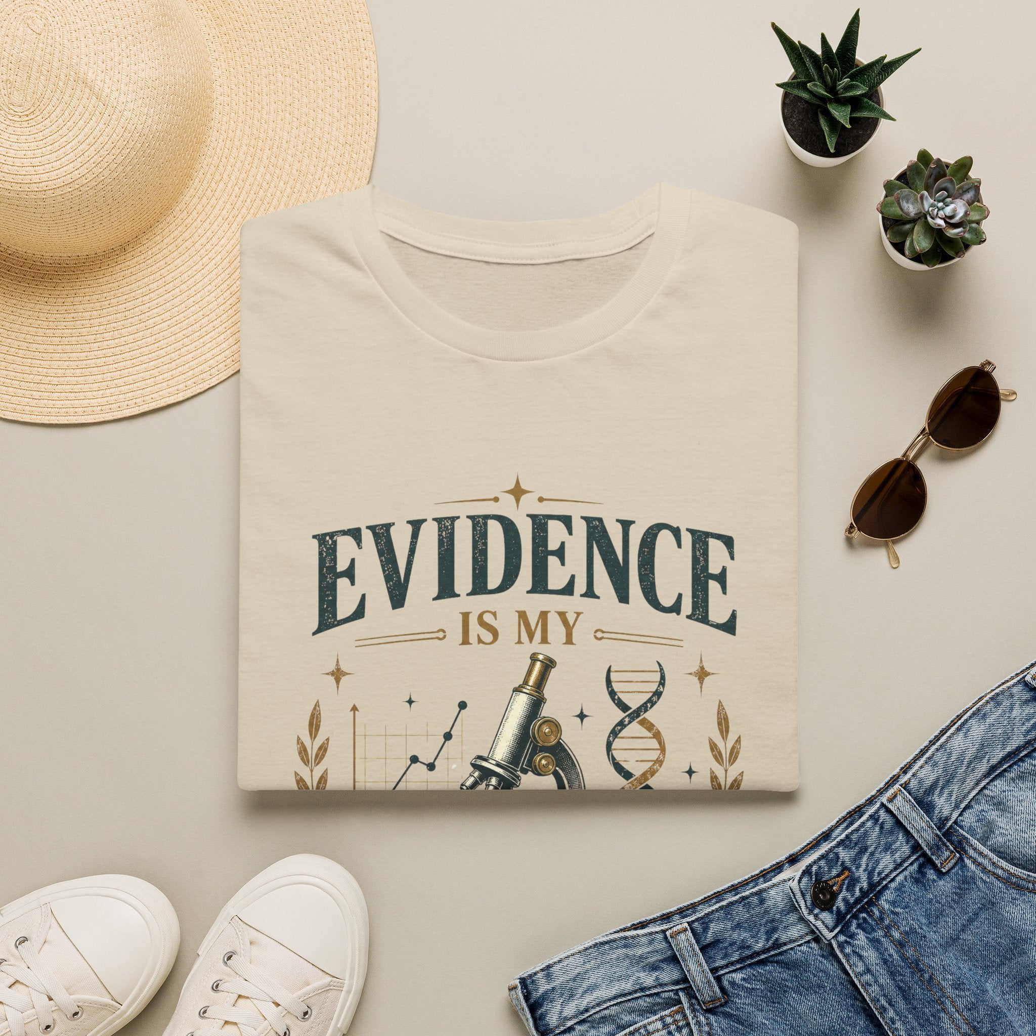 Evidence Is My Aesthetic T-Shirt — Science Lover Microscope DNA Tee