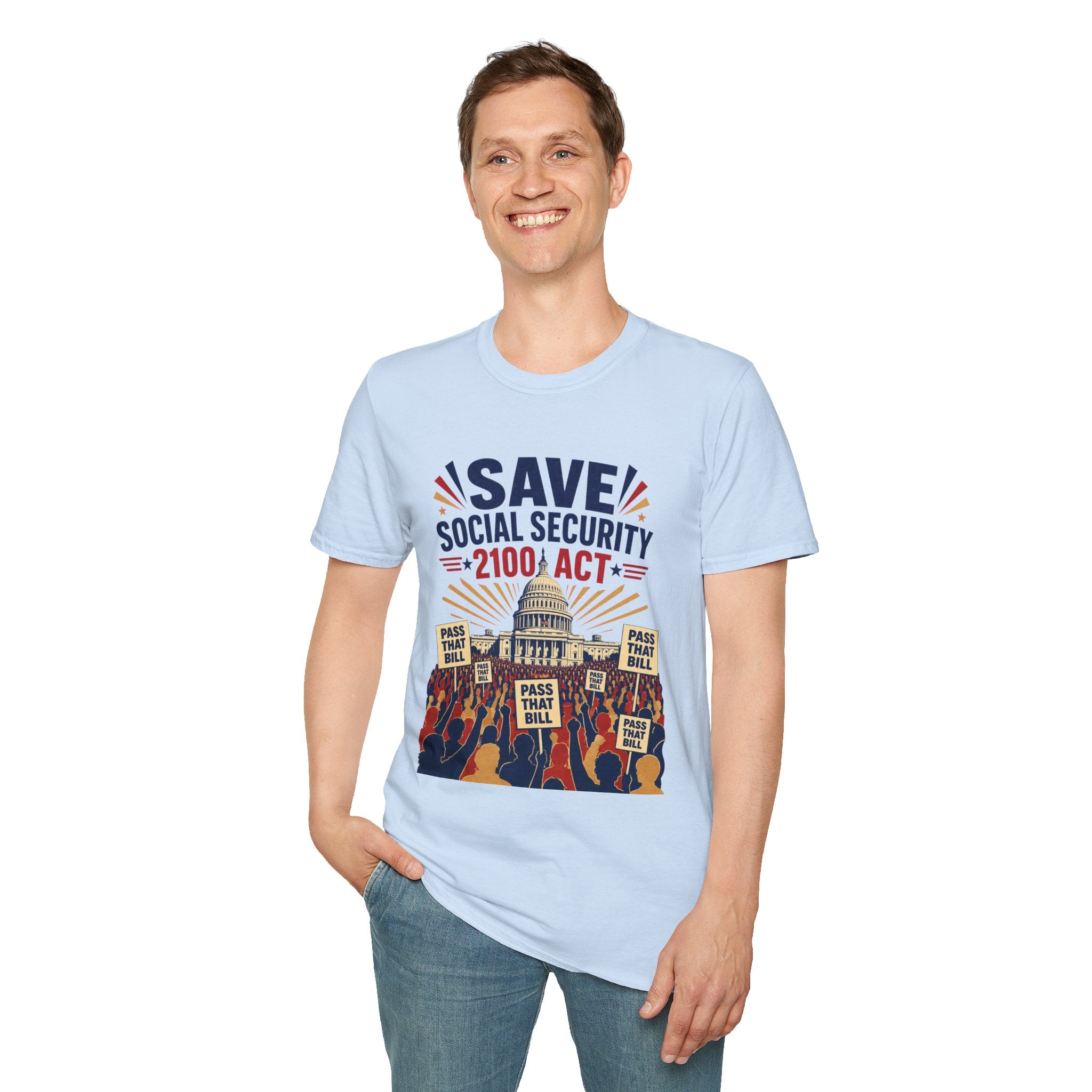 Save Social Security 2100 Act T-Shirt — Political Activism Tee for Rallies & Voters