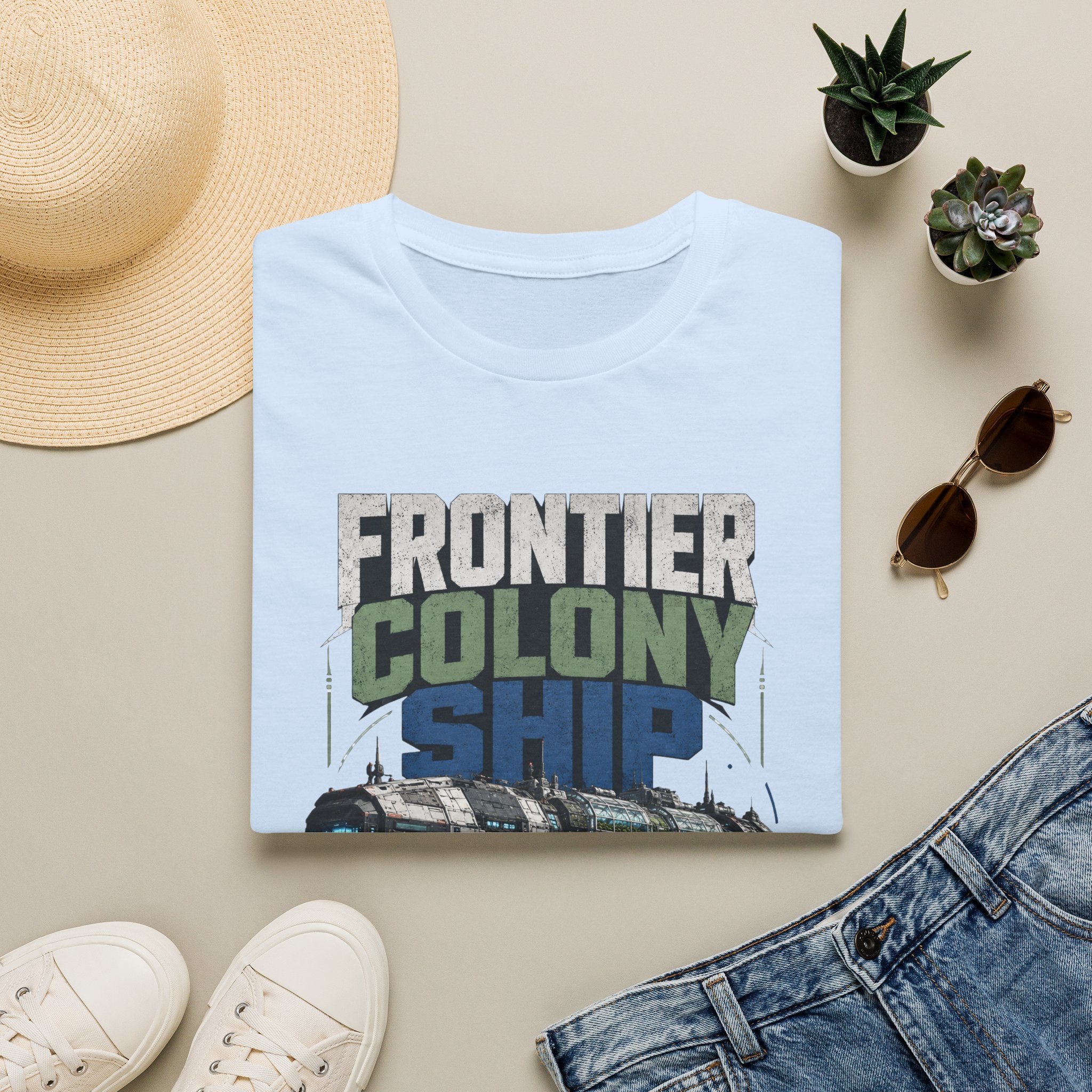 Frontier Colony Ship T-Shirt — Retro Sci‑Fi Space Colony Tee