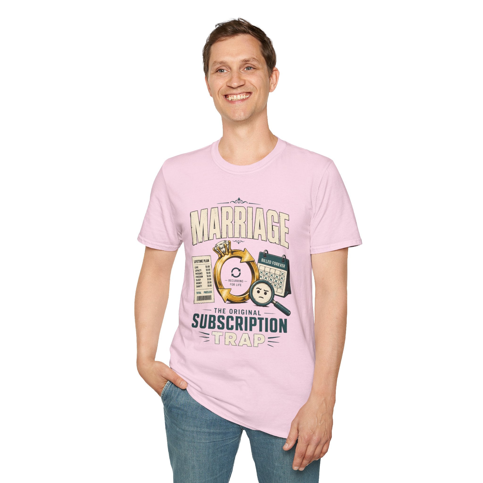 Marriage Subscription T-Shirt — Funny Ring & Bills Graphic Tee