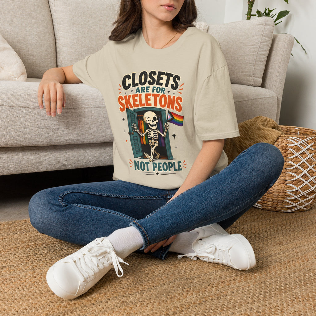 "Closets Are for Skeletons, Not People" Pride Graphic Tee