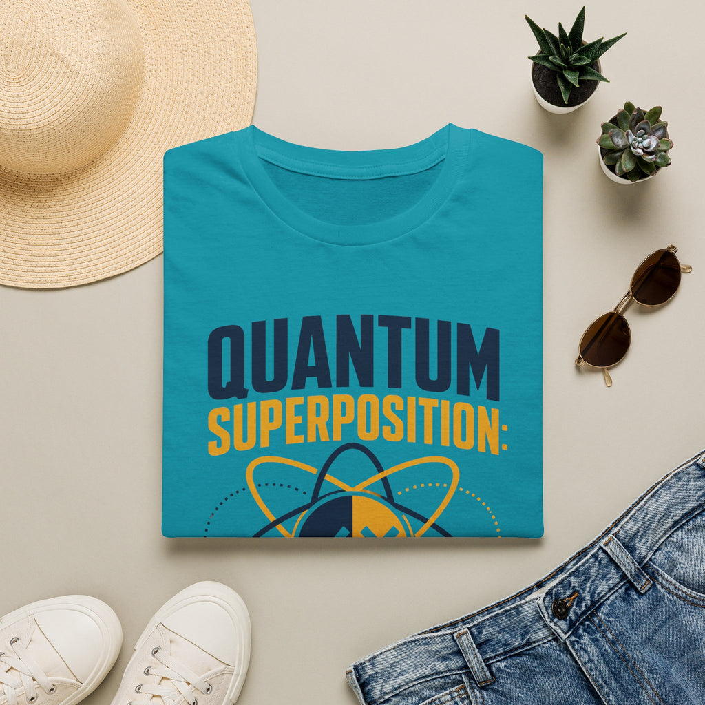 Quantum Superposition T-Shirt — Funny Science Tee (“Right and Wrong at the Same Time”)