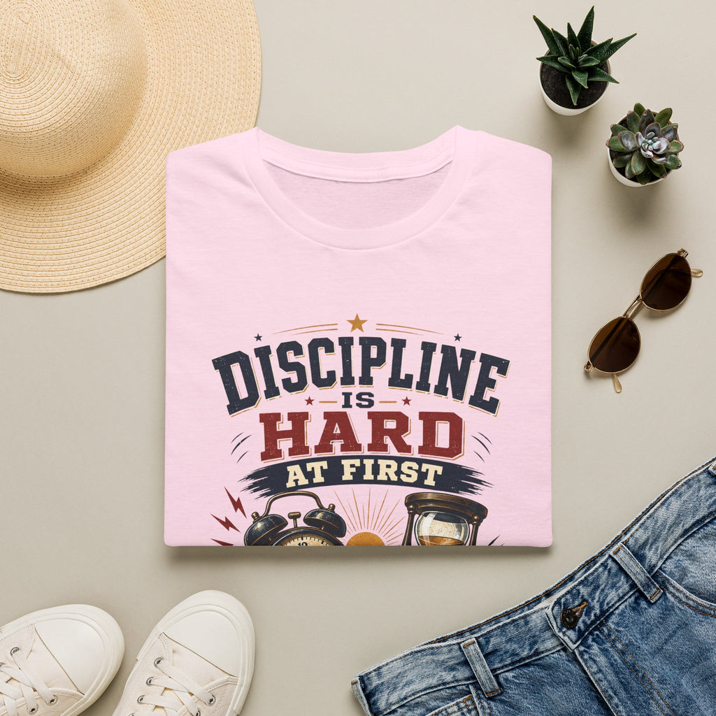 Discipline Is Hard At First T-Shirt — Motivational Timepiece Graphic Tee