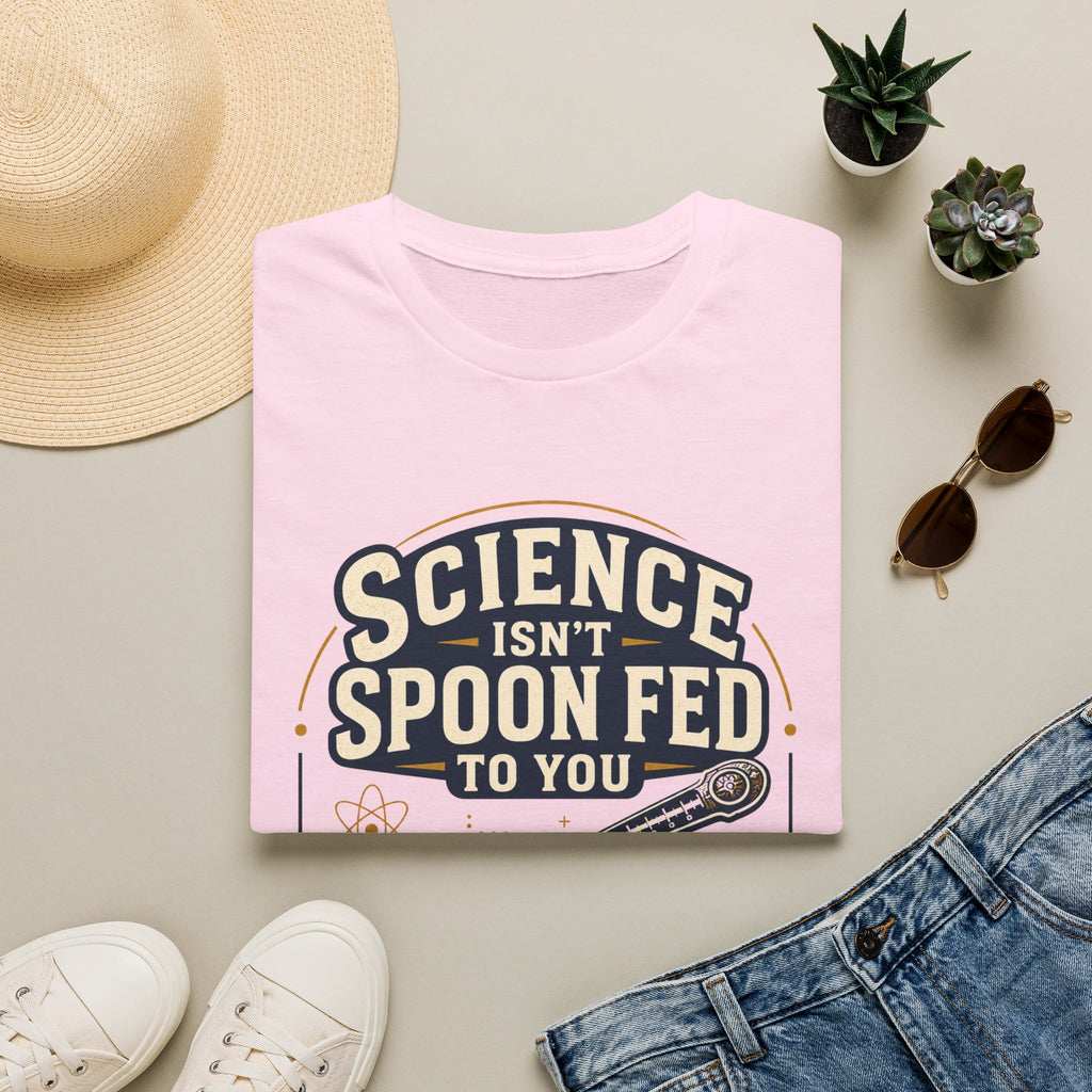 Science Isn't Spoon Fed T‑Shirt — Funny Science Quote Tee for Students & Teachers
