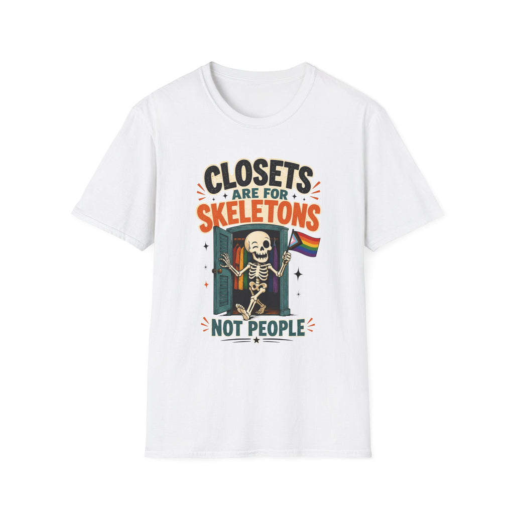 "Closets Are for Skeletons, Not People" Pride Graphic Tee