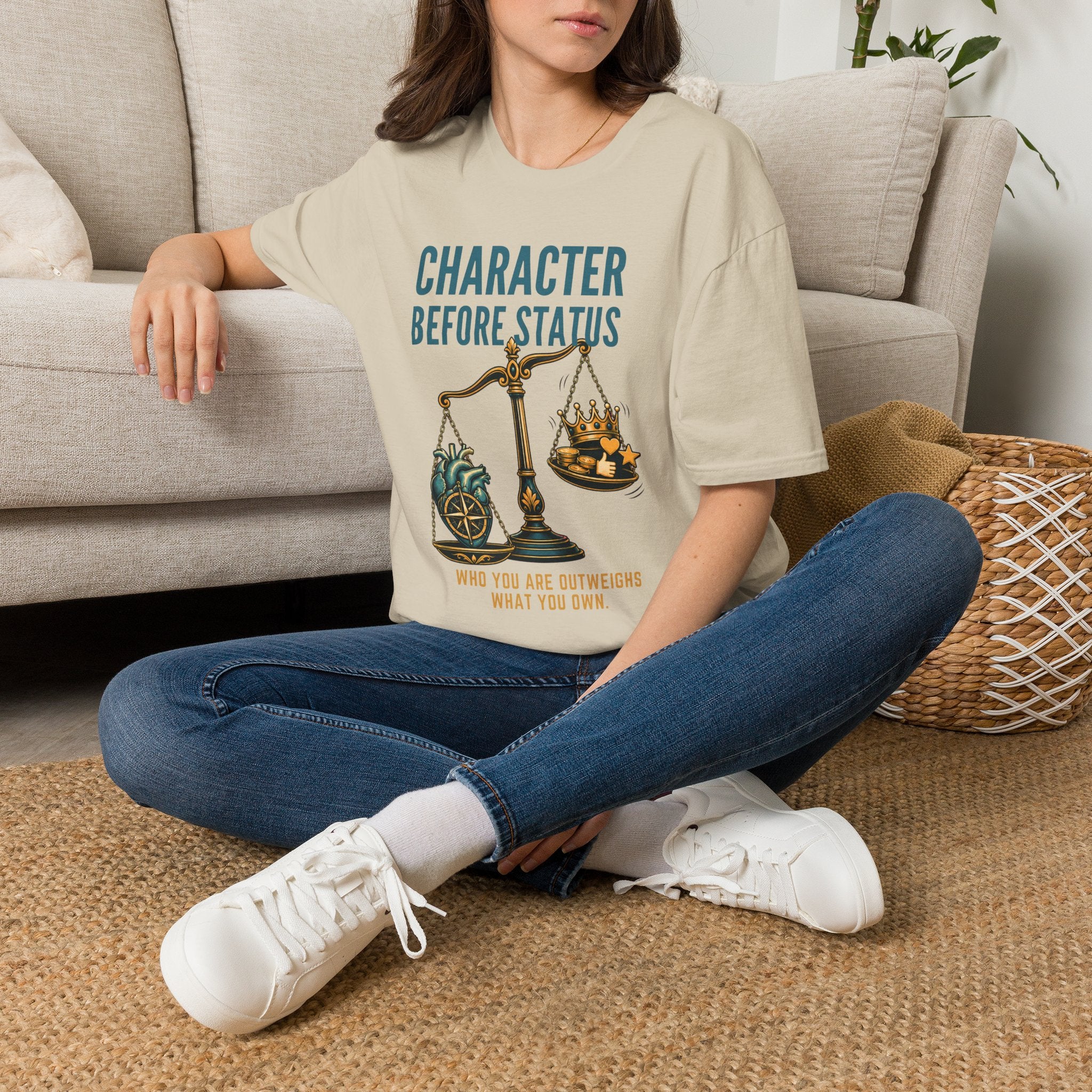 Character Before Status T-Shirt — Scales & Crown Inspirational Graphic Tee