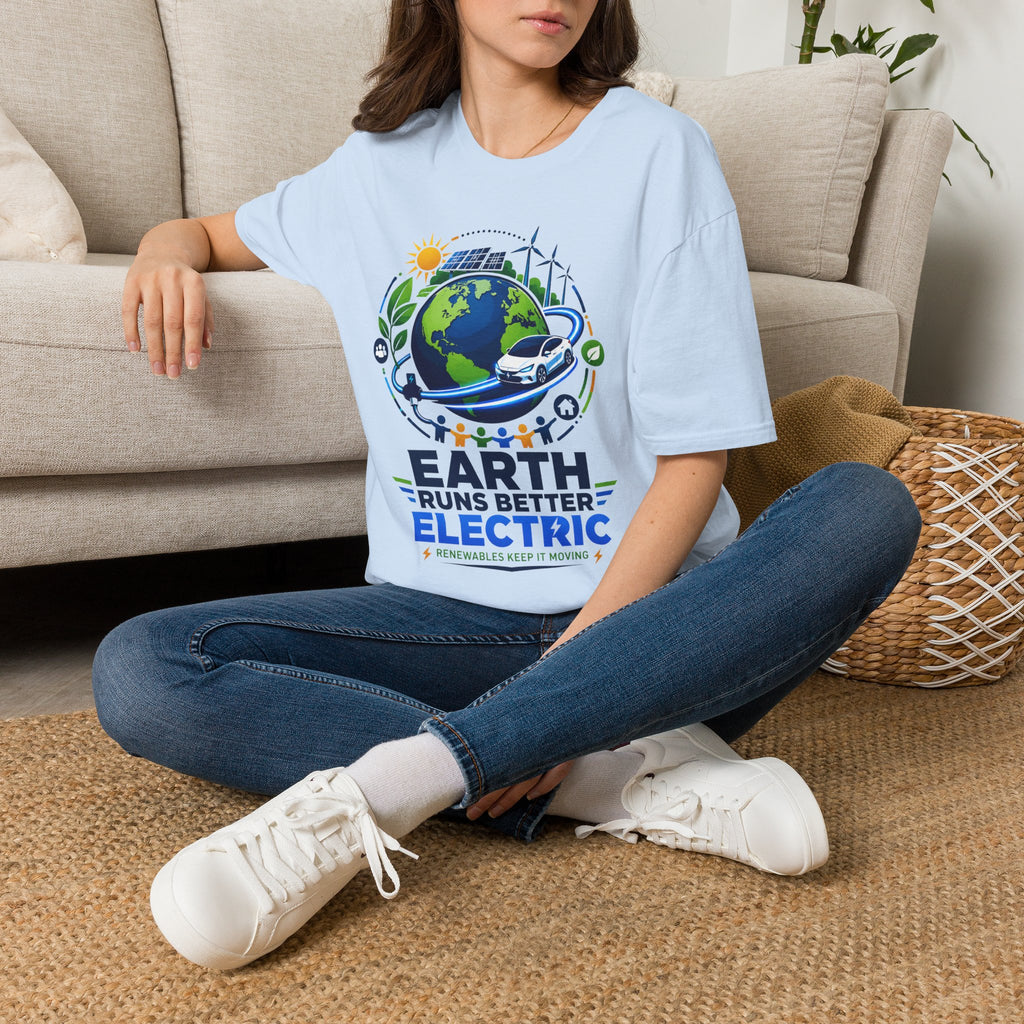 Earth Runs Better Electric Eco-Friendly EV Graphic Tee