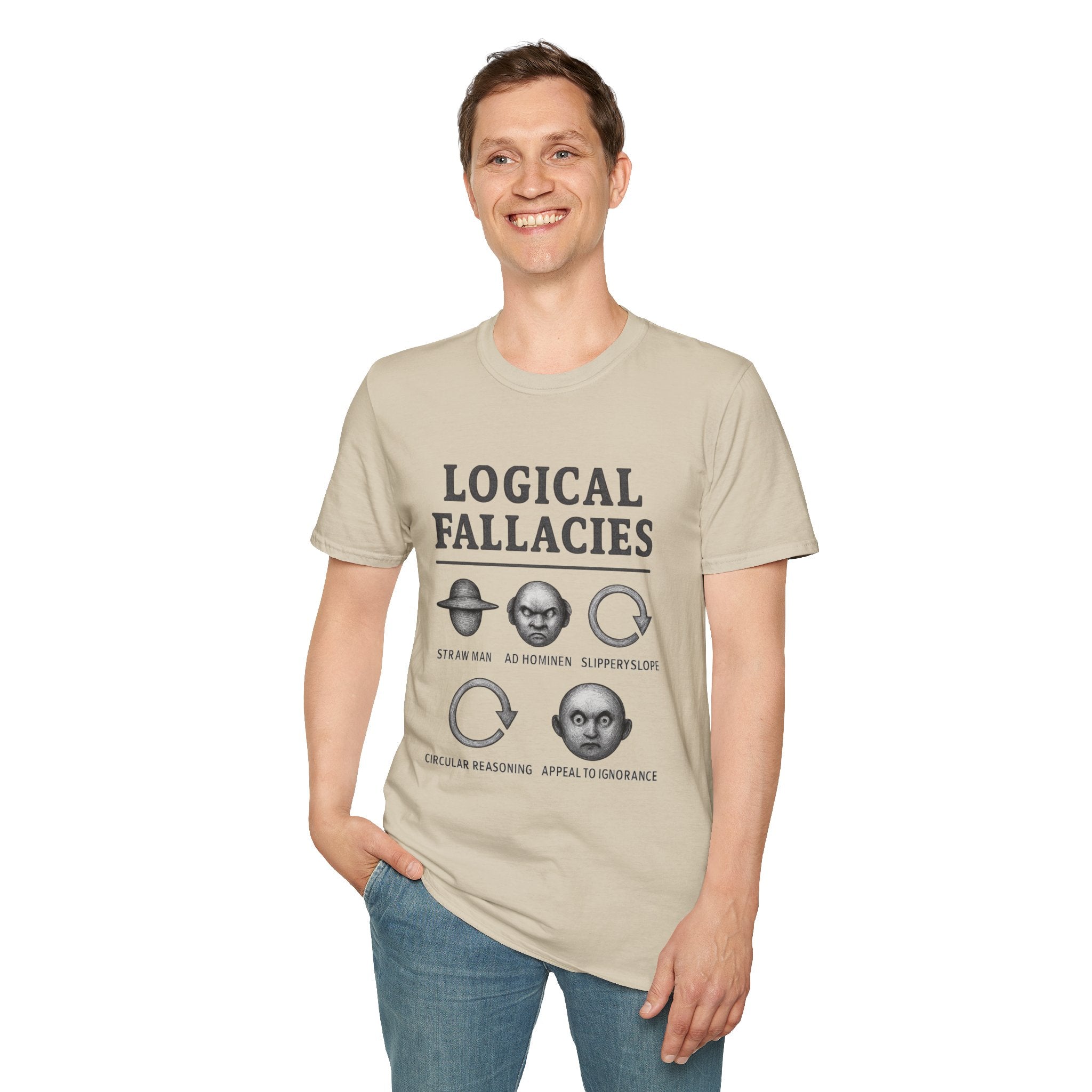 Logical Fallacies T‑Shirt — Illustrated Critical Thinking Shirt