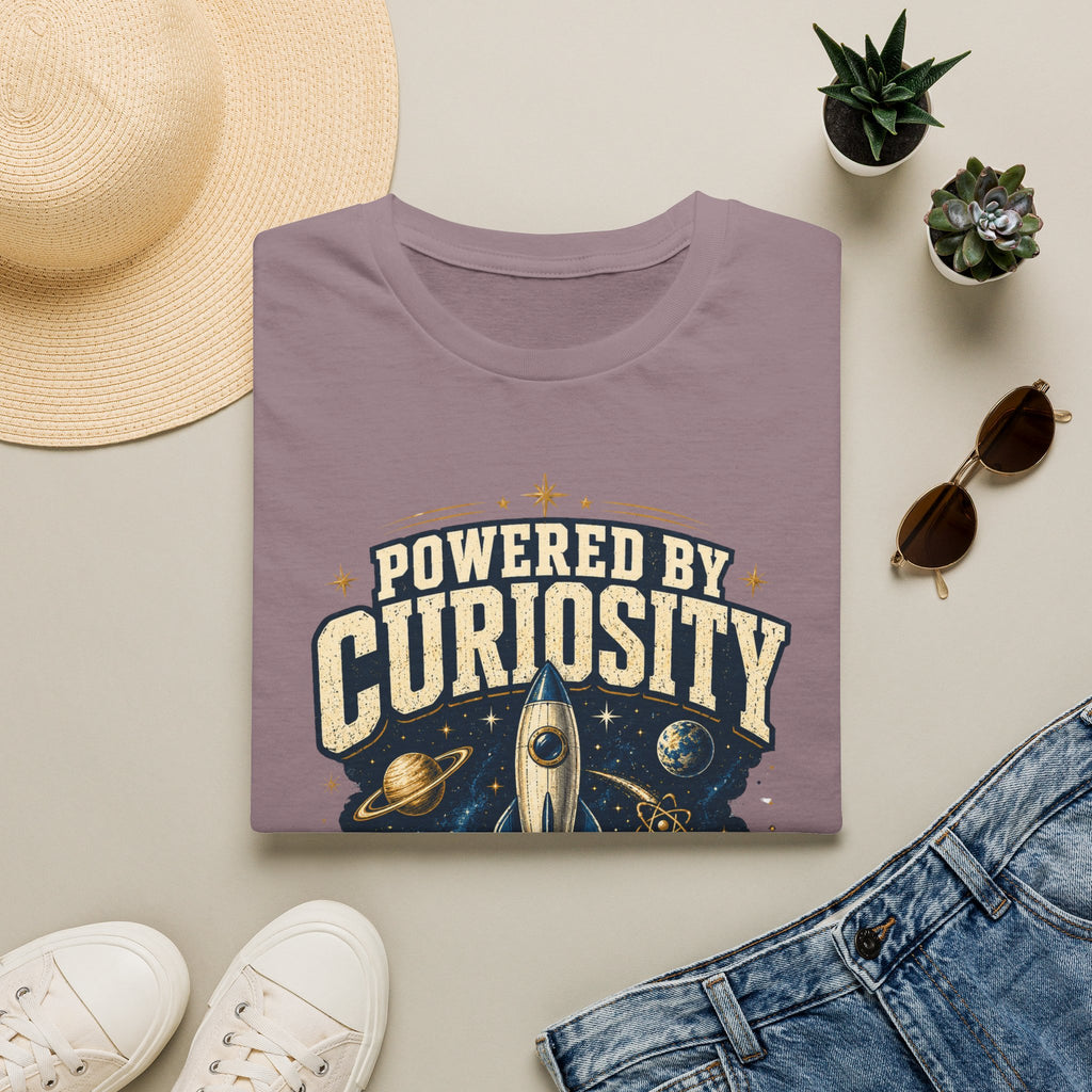 Powered by Curiosity T-Shirt — Rocket Book Space Graphic Tee