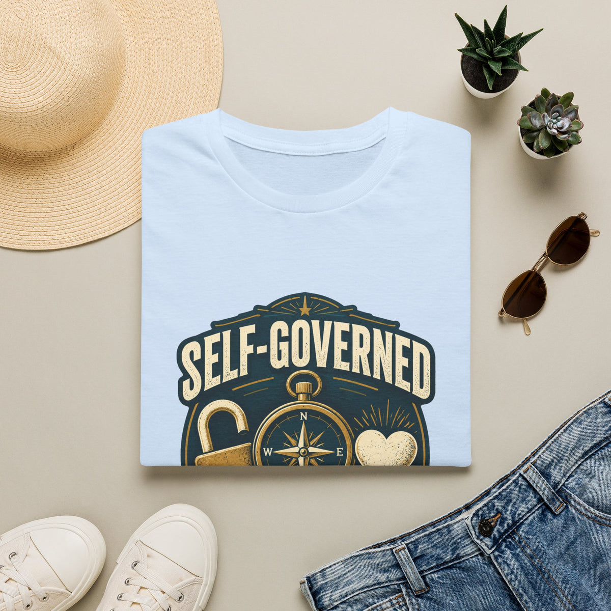 Self-Governed Compass T-Shirt — “Self-Governed: Relationship Status Free Agent” Graphic Tee