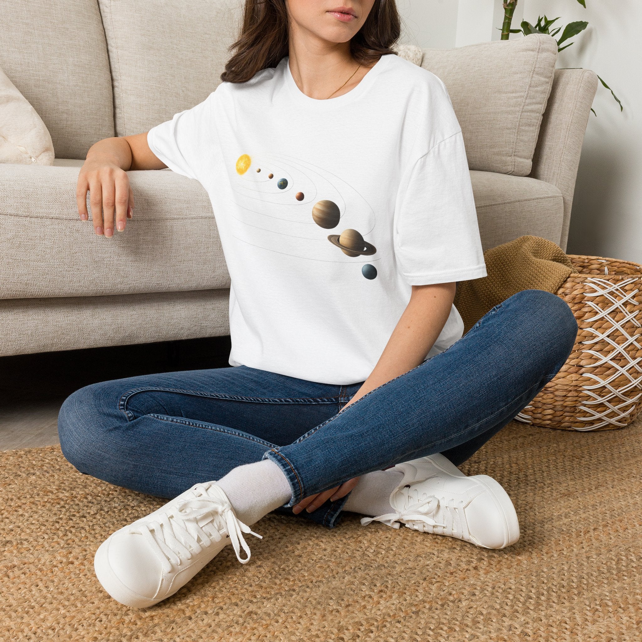 Solar System Graphic T-Shirt — Minimal Planet Lineup Tee