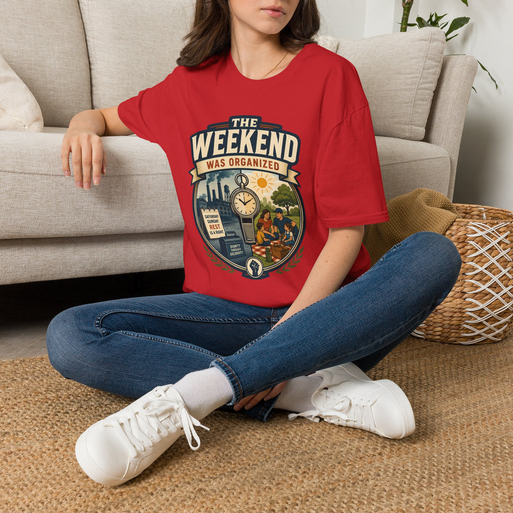 T-Shirt — "The Weekend Was Organized" Graphic Tee (Relaxed Retro Travel Vibe)