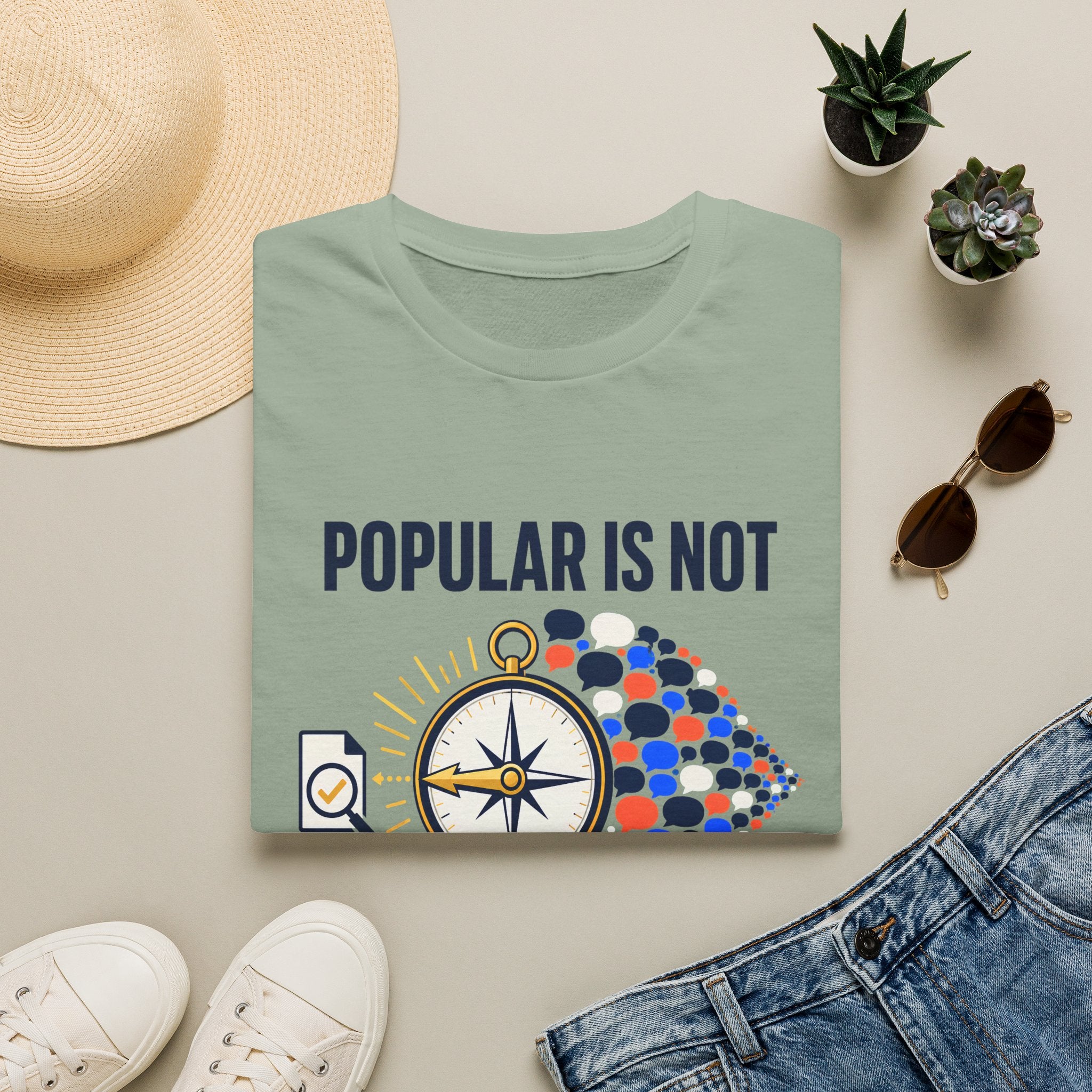 "Popular Is Not The Same As True" Compass Graphic Tee