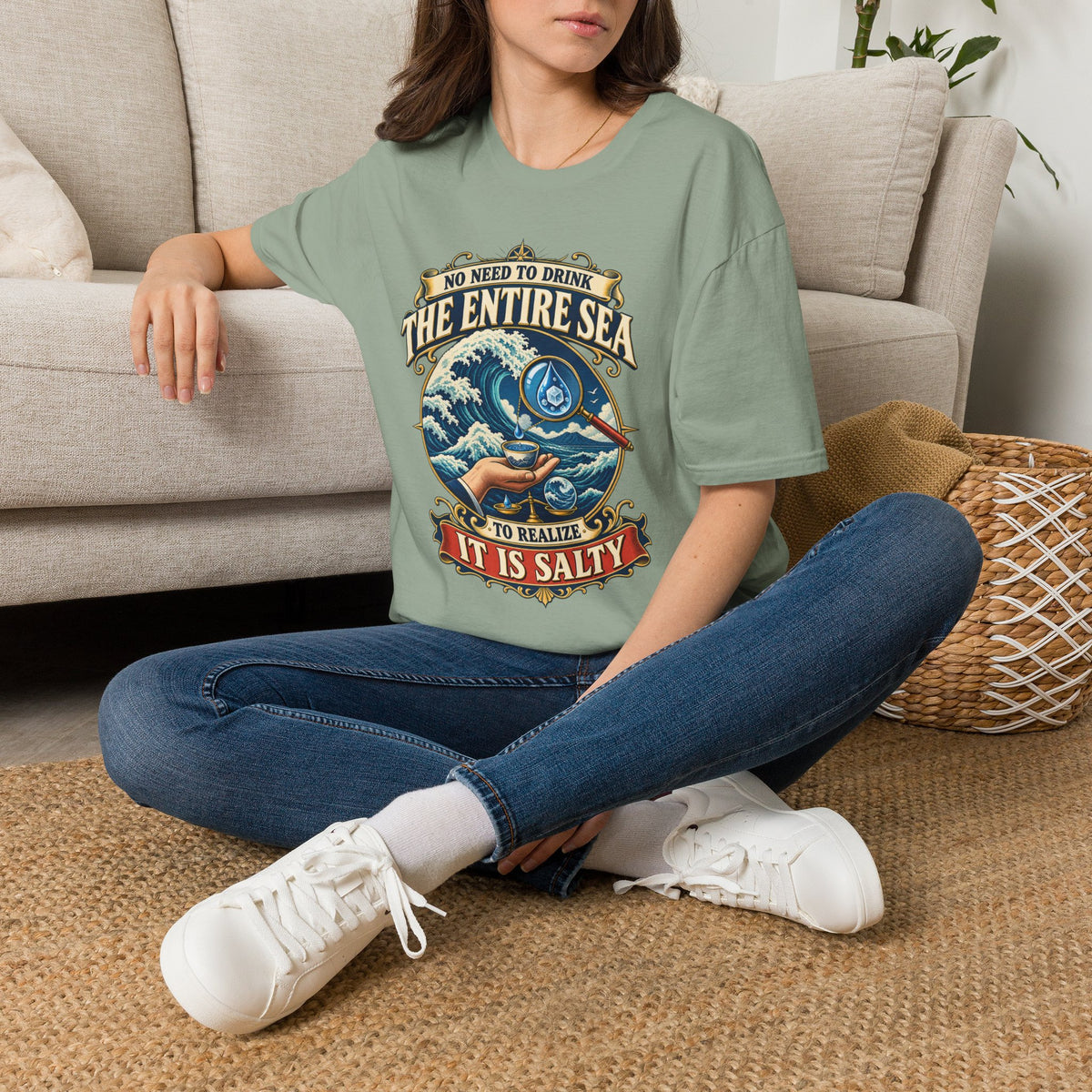 "No Need to Drink the Entire Sea" Salty Ocean Graphic Tee