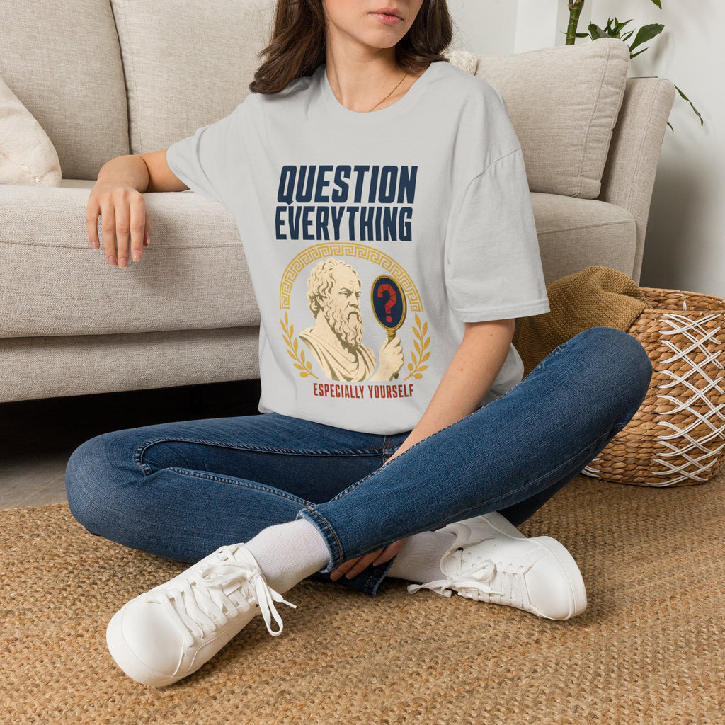 Question Everything T-Shirt — 'Question Everything, Especially Yourself' Vintage Statue Graphic Tee