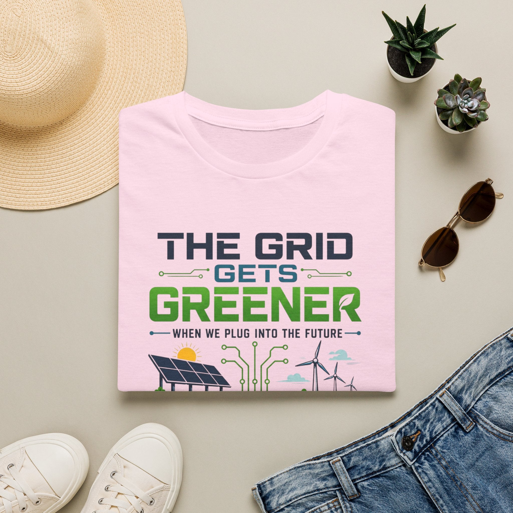 "The Grid Gets Greener" Eco Renewable Energy Tee