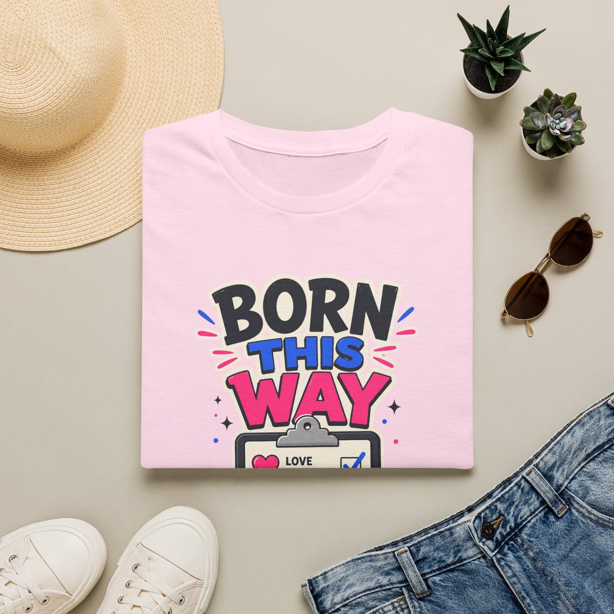 Born This Way T-Shirt — Pride LGBTQ+ Checklist Graphic Tee