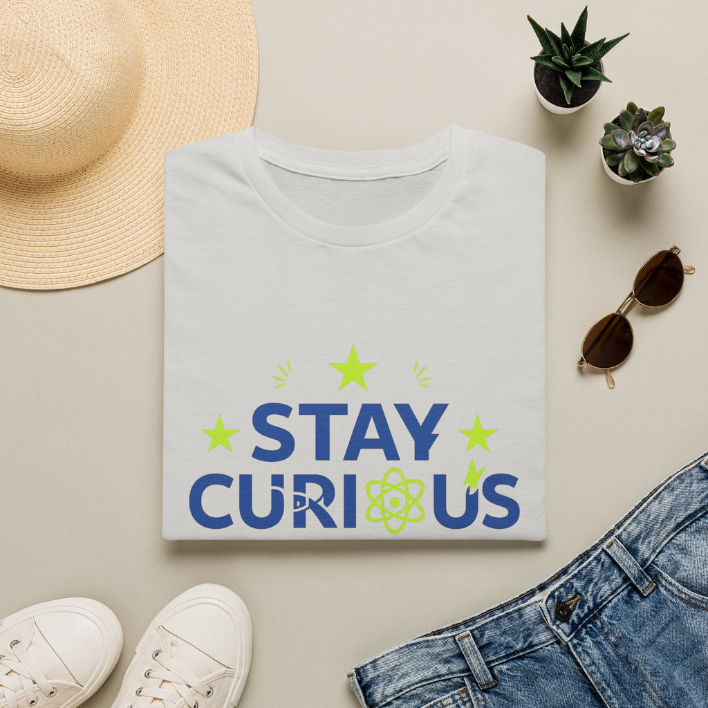 Stay Curious T-Shirt — STEM Science Tee with Atom & Stars