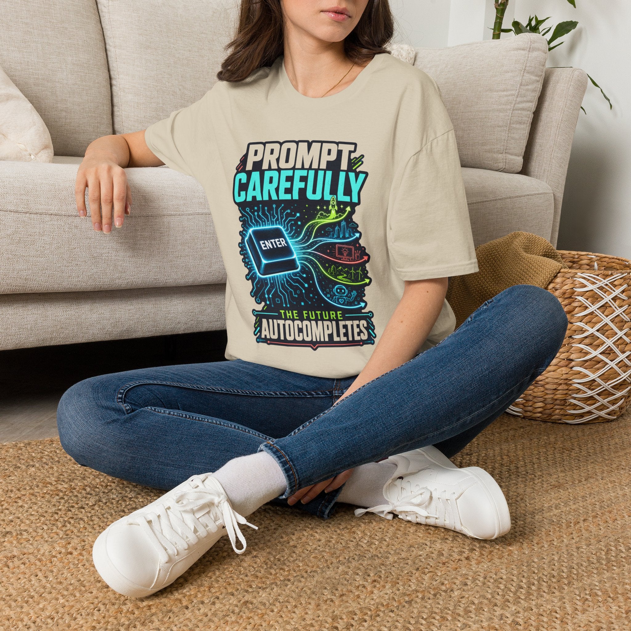 Prompt Carefully T-Shirt — "Prompt Carefully" AI Humor Tee