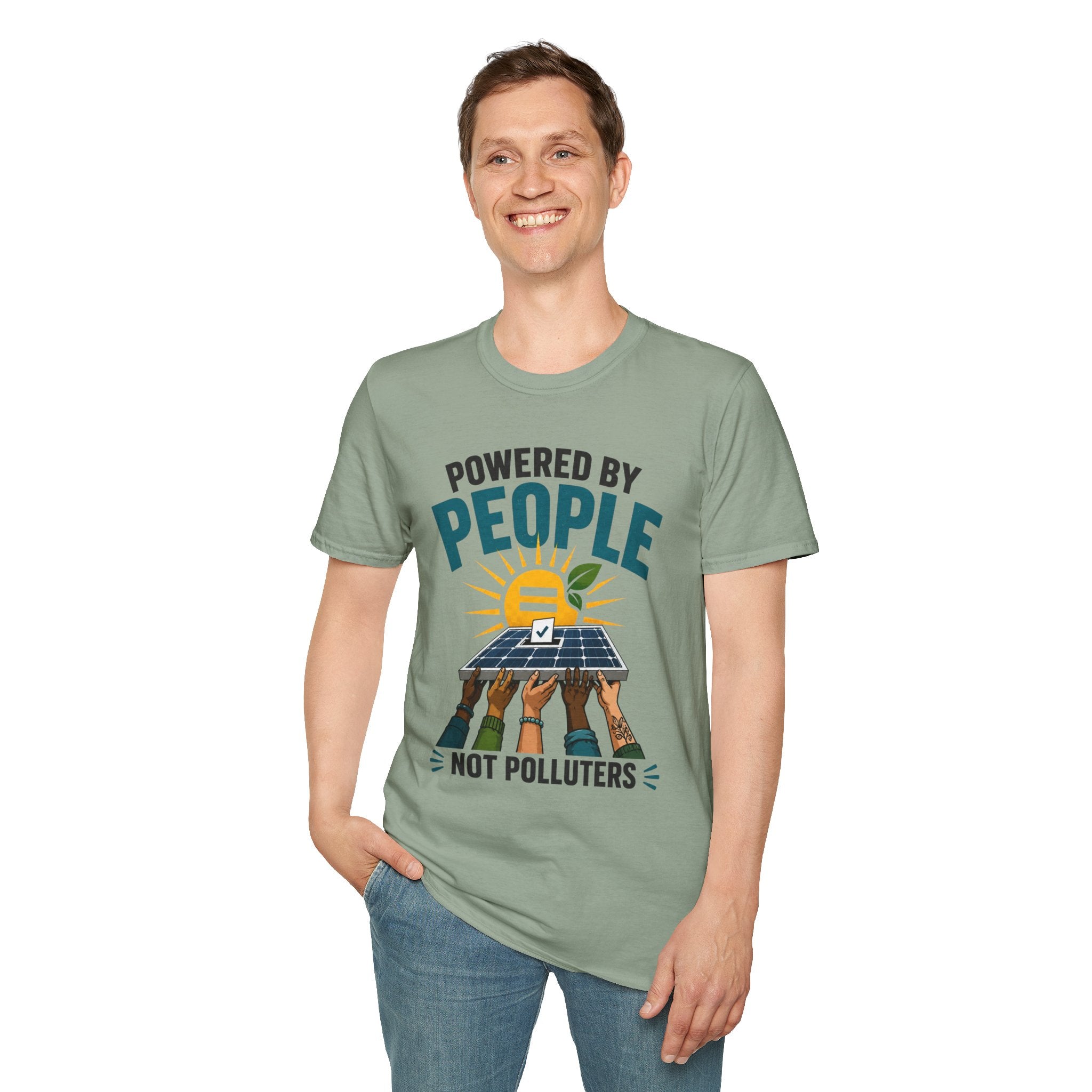 Powered By People Tee — Renewable Energy & Environmental Justice T-Shirt (Not Polluters)