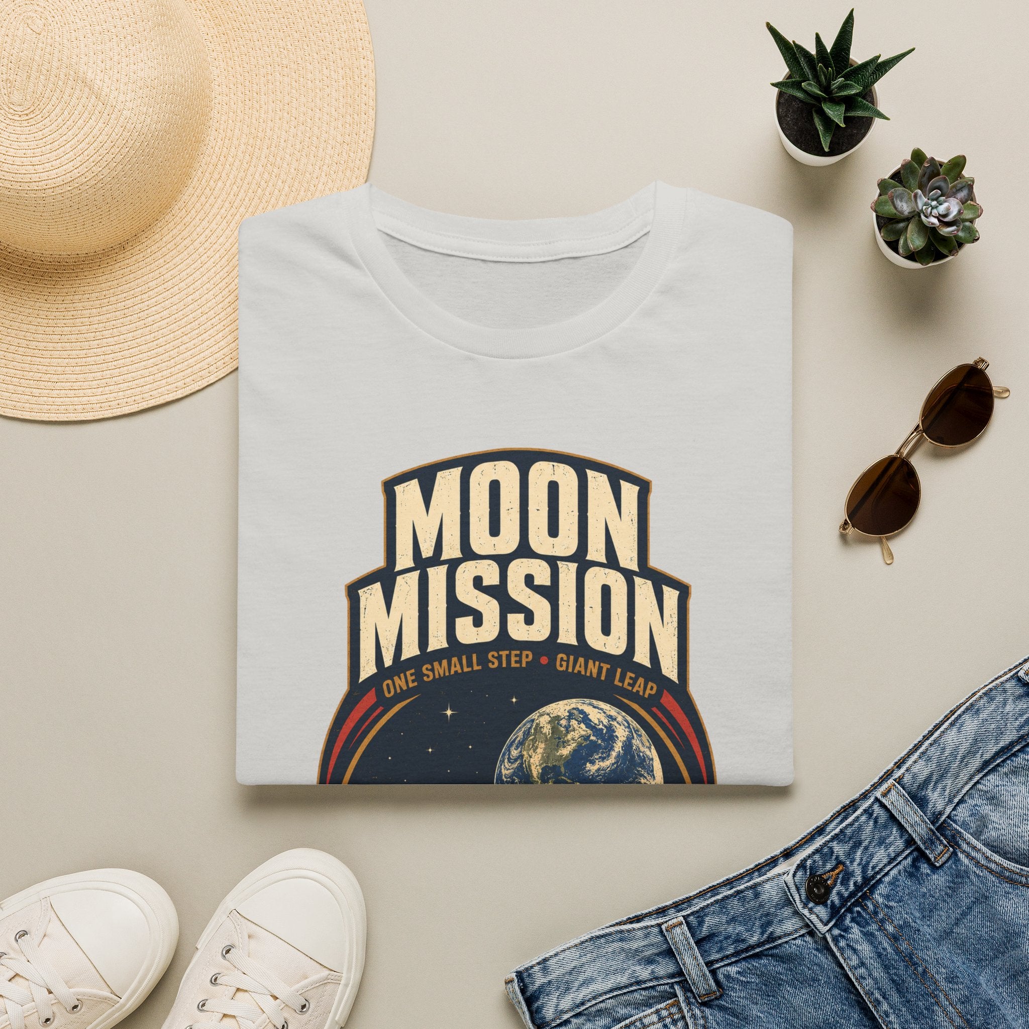 Moon Mission T‑Shirt — Retro Space Exploration Tee (“One Small Step, Giant Leap”)